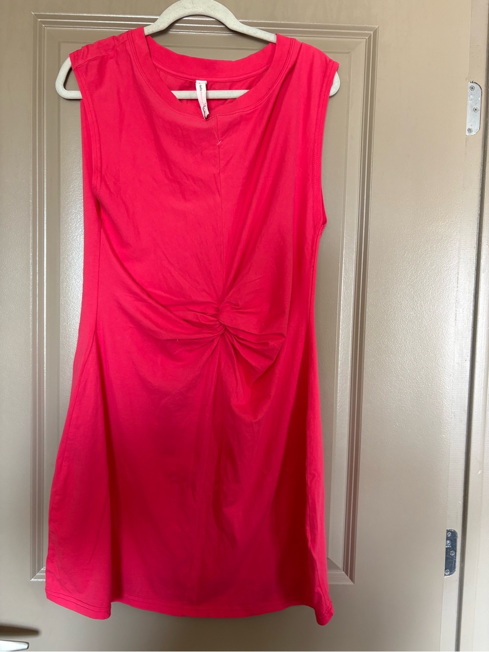 Sleeveless Twist-Knot mini dress in Hot Pink